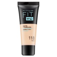Maybelline Fit Me! Foundation Matte + Poreless 118 Nude folyékony make-up matt hatású 30 ml