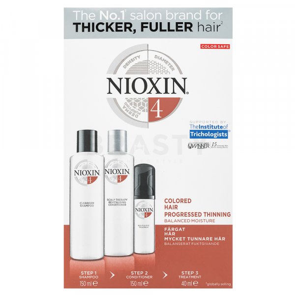 Nioxin System 4 Trial Kit set contro la caduta dei capelli colorati 150 ml + 150 ml + 40 ml