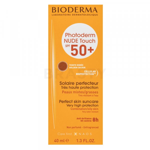 Bioderma Photoderm Nude Touch Perfect Skin SPF 50+ Golden Colour naptej normál / kombinált arcbőrre 40 ml