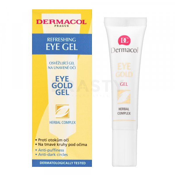 Dermacol Eye Gold Gel gel per gli occhi rinfrescante contro rughe, gonfiore e occhiaie 15 ml