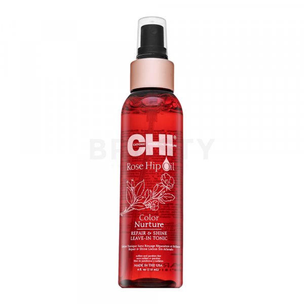 CHI Rose Hip Oil Color Nurture Repair & Shine Leave-In Tonic Haartonikum zur Regeneration, Nahrung und Schutz des Haares 118 ml