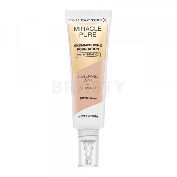 Max Factor Miracle Pure Skin 44 Warm Ivory maquillaje de larga duración con efecto hidratante 30 ml