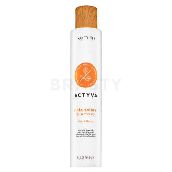 Kemon Actyva Hair & Body After Sun Shampoo Champú y gel de ducha 2 x 1 Para el cabello estresado por el sol 250 ml