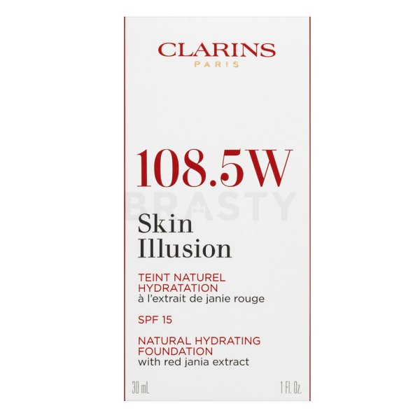 Clarins Skin Illusion Natural Hydrating Foundation tekutý make-up s hydratačným účinkom 108.5 Cashew 30 ml