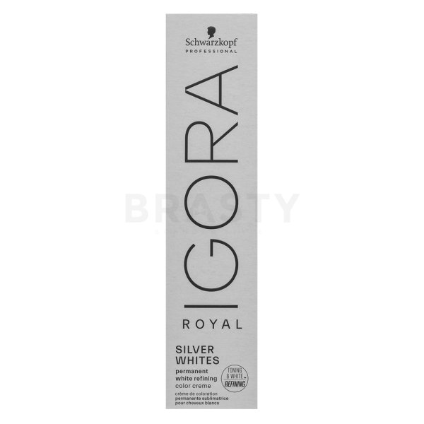 Schwarzkopf Professional Igora Royal SilverWhite Permanent White Refining Color Creme color de cabello permanente profesional Para cabello rubio platino y gris Slate Grey 60 ml