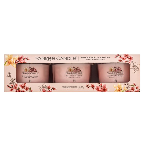 Yankee Candle Pink Cherry Vanilla lumânare votiv 3 x 37 g