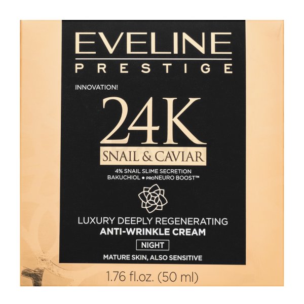 Eveline 24k Snail&Caviar Anti-Wrinkle Cream Night suero facial nocturno con extracto de baba de caracol 50 ml
