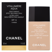 Chanel Vitalumiere Aqua UltraLight Skin Perfecting Makeup make-up pro sjednocenou a rozjasněnou pleť 70 Beige 30 ml