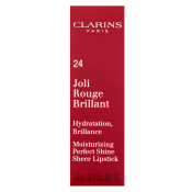 Clarins Joli Rouge Brillant Lipstick vyživující rtěnka s perleťovým leskem 24 Water Melon 3,5 g