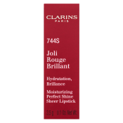 Clarins Joli Rouge Brillant Lipstick vyživující rtěnka s perleťovým leskem 744S Plum 3,5 g