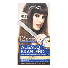 Kativa Brazilian Straightening Brunette Kit Set mit Keratin zur Glättung des Haares 225 ml