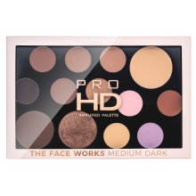 Makeup Revolution Pro HD Amplified Palette The Face Works - Medium Dark paleta pentru fata multifunctionala 15 g