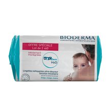 Bioderma ABCDerm H2O Lingettes Biodégradables 2x60 pcs micellaire doekjes voor kinderen