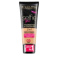 Eveline Selfie Time 2in1 Foundation & Concealer 05 Beige hosszan tartó make-up 2az 1-ben 30 ml
