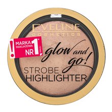 Eveline Glow And Go! Strobe Highlighter púder pre zjednotenú a rozjasnenú pleť 02 Gentle Gold 8,5 g