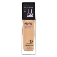 Maybelline Fit Me Luminous + Smooth Foundation 118 Light Beige Flüssiges Make Up für eine einheitliche und aufgehellte Gesichtshaut 30 ml