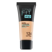Maybelline Fit Me! Foundation Matte + Poreless 124 Soft Sand fondotinta liquido con un effetto opaco 30 ml