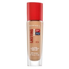 Rimmel London Lasting Finish 25HR SPF20 Skin Perfecting Foundation 203 True Beige maquillaje líquido para piel unificada y sensible 30 ml