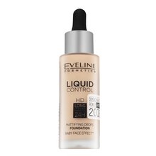 Eveline Liquid Control HD Mattifying Drops Foundation 030 Sand Beige machiaj persistent pentru o piele luminoasă și uniformă 32 ml