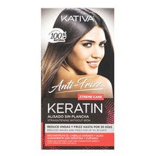 Kativa Anti-Frizz Straightening Without Iron engastado con keratina para alisar el cabello sin plancha de pelo Xtreme Care 30 ml + 30 ml + 150 ml