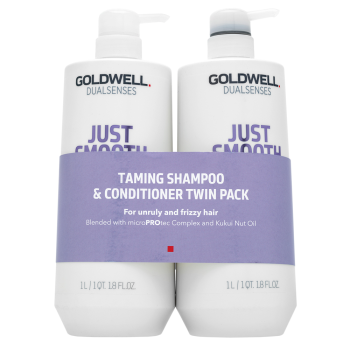 Goldwell Dualsenses Just Smooth Taming Duo šampon in balzam za neurejene lase 2 x 1000 ml