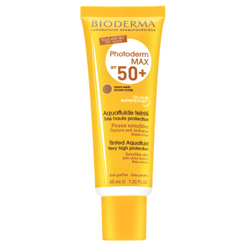 Bioderma Photoderm MAX Aquafluid Golden Colour SPF 50+ krém na opalování pro sjednocení barevného tónu pleti 40 ml