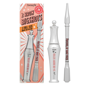 Benefit 2 Brow Bigshots dárková sada pro úpravu obočí 4 Warm Deep Brown 7 ml + 0,08 g