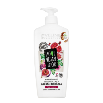 Eveline I Love Vegan Food Balm Intensive Regenerates Body Lotion tělový krém pro všechny typy pleti 350 ml Fig and Pomegranate
