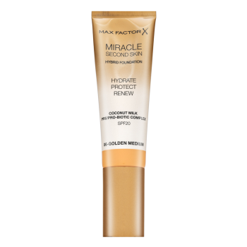 Max Factor Miracle Second Skin Hybrid Foundation SPF20 dugotrajna šminka s hidratantnim učinkom 06 Golden Medium 30 ml