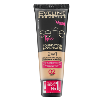 Eveline Selfie Time 2in1 Foundation & Concealer machiaj persistent 2în1 02 Ivory 30 ml