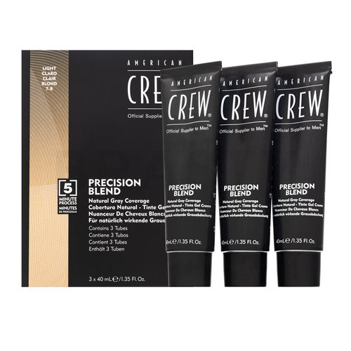 American Crew Precision Blend Natural Gray Coverage tinta per capelli per uomini Light Blond 7-8 3 x 40 ml