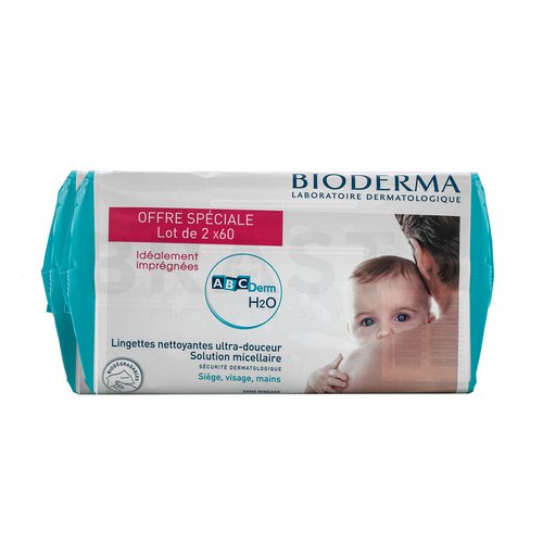 Bioderma ABCDerm H2O Lingettes Biodégradables 2x60 pcs micellar wipes for kids