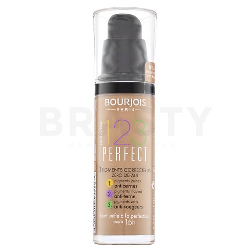 Bourjois 123 Perfect Foundation 55 Dark Beige fond de ten lichid împotriva imperfecțiunilor pielii 30 ml