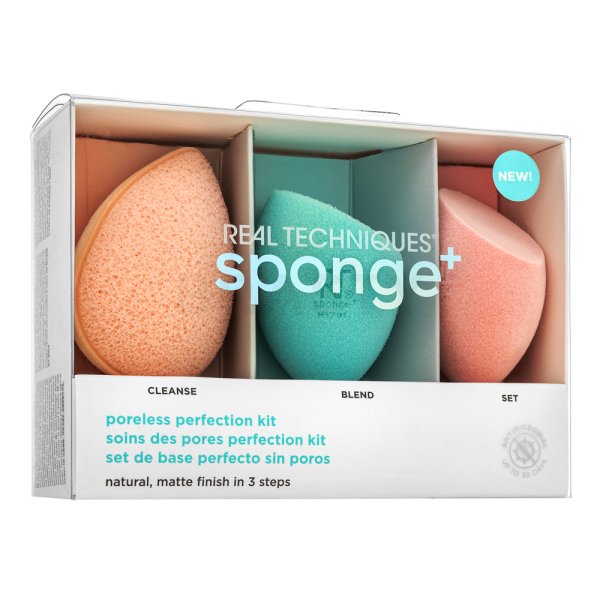 Real Techniques Sponge+ Poreless Perfection Kit 3pcs burete pentru make-up