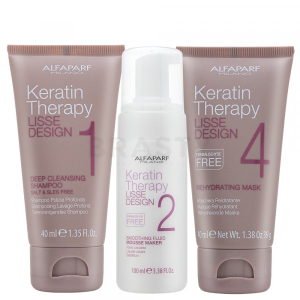 Alfaparf Milano Lisse Design Keratin Therapy Set für widerspenstiges Haar 40 ml + 100 ml + 40 ml