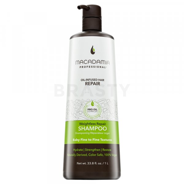 Macadamia Professional Weightless Repair Shampoo posilujúci šampón pre poškodené vlasy 1000 ml