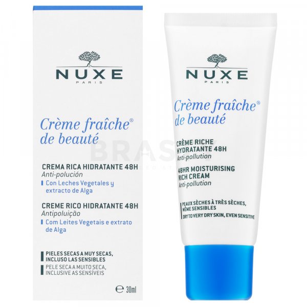 Nuxe Creme Fraiche de Beauté 48HR Moisturising Rich Cream nyugtató emulzió nagyon száraz és érzékeny arcbőrre 30 ml