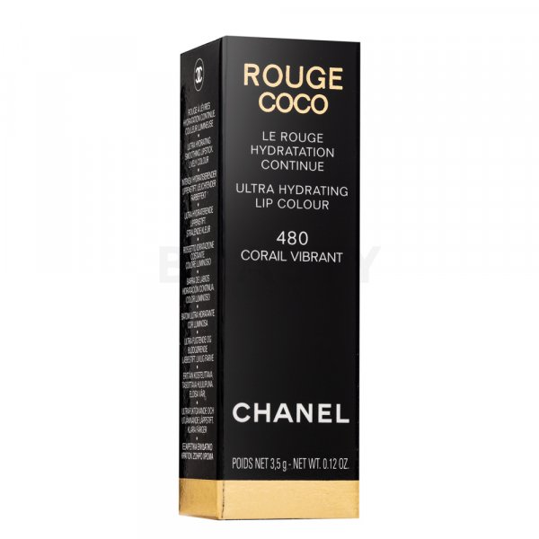 Chanel Rouge Coco Corail Vibrant 480 rtěnka s hydratačním účinkem 3,5 g