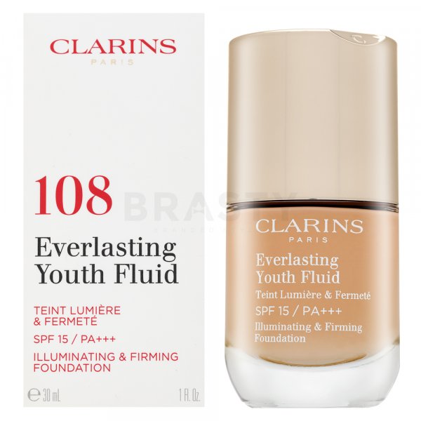 Clarins Everlasting Youth Fluid дълготраен фон дьо тен против стареене на кожата 108 Sand 30 ml