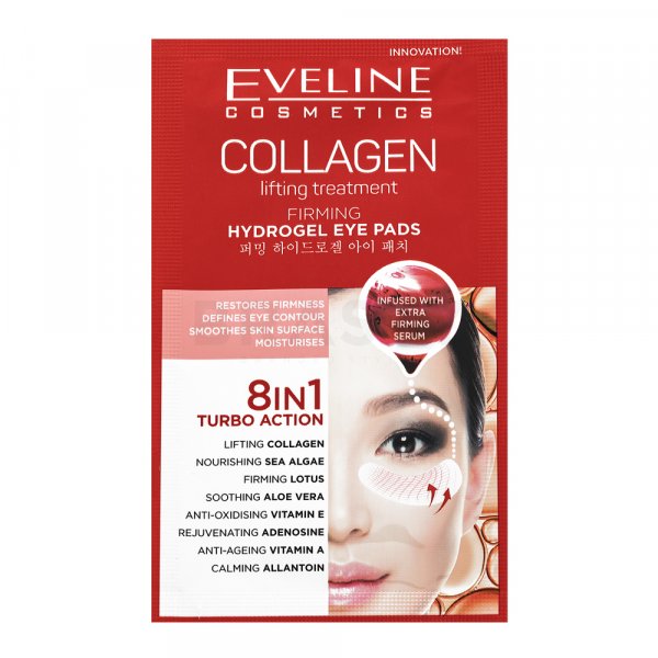 Eveline Collagen Hydrogel Lifting Eye Pads 8in1 Turbo Action 2 pcs mască pentru ochi împotriva ridurilor, umflăturilor și a cearcănelor