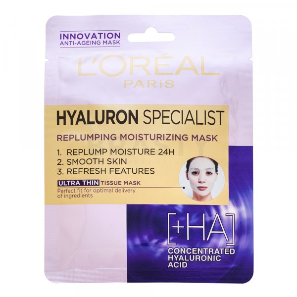 L´Oréal Paris Hyaluron Specialist Replumping Moisturizing Mask maska nawilżająca w płacie z formułą przeciwzmarszczkową 30 ml