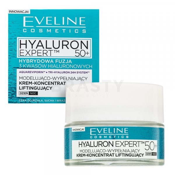 Eveline Hyaluron Clinic Day And Night Cream 50+ omladzujúci pleťový krém proti vráskam 50 ml