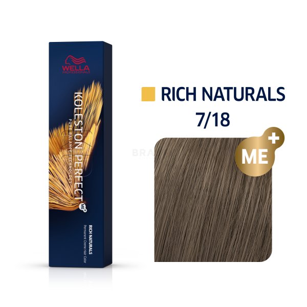 Wella Professionals Koleston Perfect Me+ Rich Naturals profesionálna permanentná farba na vlasy 7/18 60 ml