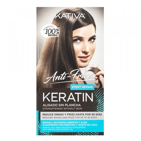 Kativa Anti-Frizz Straightening Without Iron engastado con keratina para alisar el cabello sin plancha de pelo Xpert Repair 30 ml + 30 ml + 150 ml