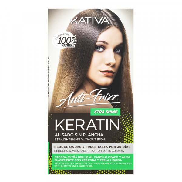 Kativa Anti-Frizz Straightening Without Iron engastado con keratina para alisar el cabello sin plancha de pelo Xtra Shine 30 ml + 30 ml + 150 ml