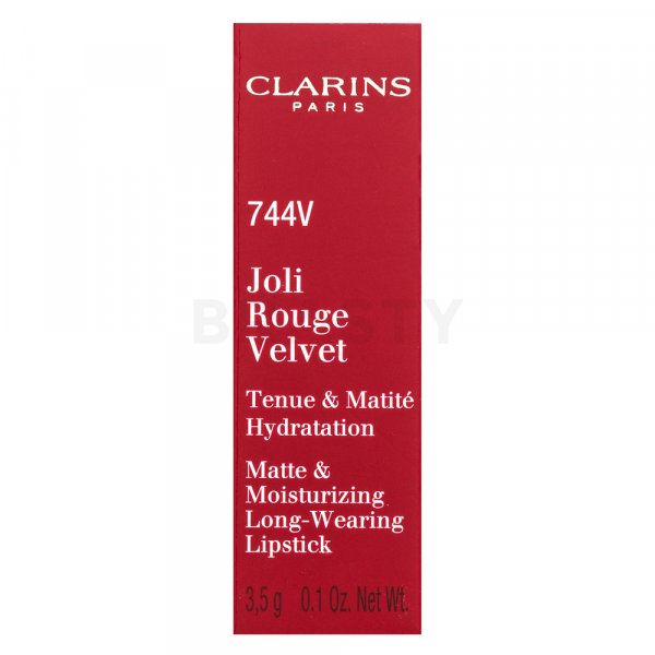 Clarins Joli Rouge Velvet vyživujúci rúž so zmatňujúcim účinkom 744V Plum 3,5 g