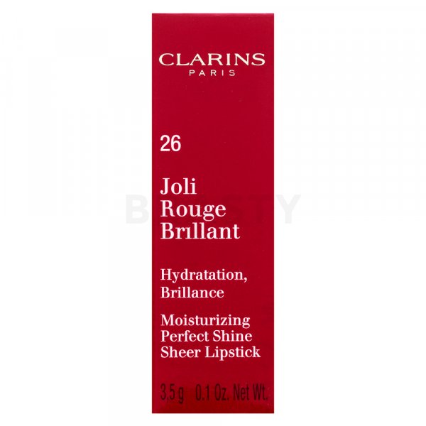 Clarins Joli Rouge Brillant vyživující rtěnka s perleťovým leskem 26 Hibiscus 3,5 g