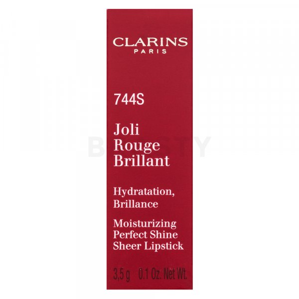 Clarins Joli Rouge Brillant vyživujúci rúž s perleťovým leskom 744S Plum 3,5 g