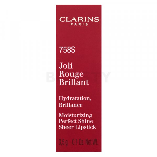 Clarins Joli Rouge Brillant vyživující rtěnka s perleťovým leskem 758S Sandy Pink 3,5 g