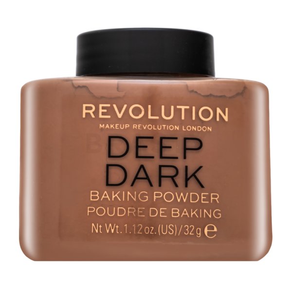 Makeup Revolution Baking Powder Deep Dark púder az egységes és világosabb arcbőrre 32 g